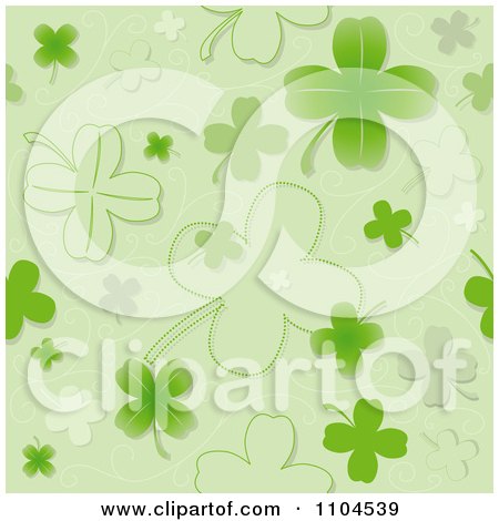 Clipart Seamless Green Four Leaf Clover St Patricks Day Background Pattern - Royalty Free Vector Illustration by dero