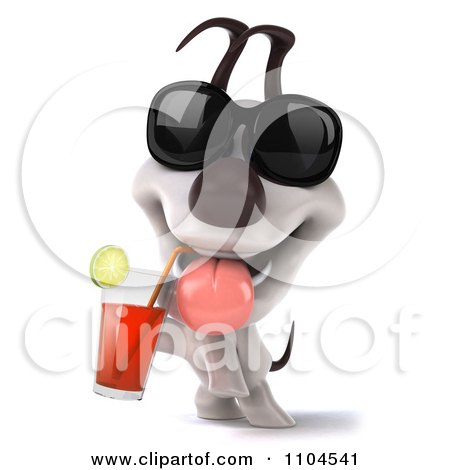 Clipart 3d Jack Russell Terrier Dog Drinking Iced Tea And Wearing Sunglasses 1 - Royalty Free CGI Illustration by Julos