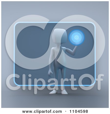 Clipart 3d Person Using A Touch Screen Interface - Royalty Free CGI Illustration by Mopic