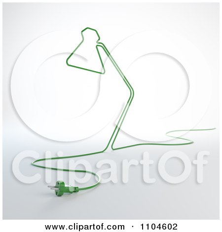 Clipart 3d Green Cord Forming A Desk Lamp - Royalty Free CGI Illustration by Mopic