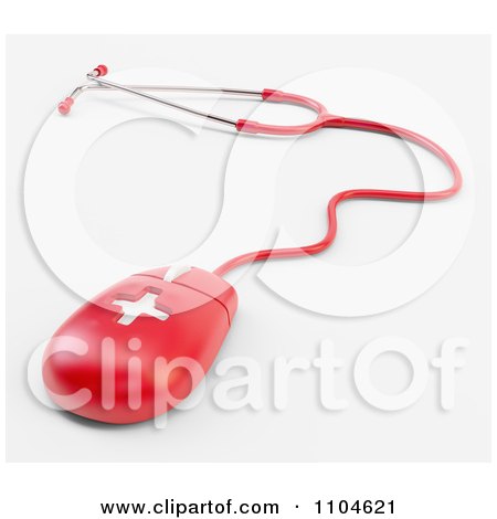 Clipart 3d Internet Based Health Care Services First Aid Stethoscope Computer Mouse - Royalty Free CGI Illustration by Mopic