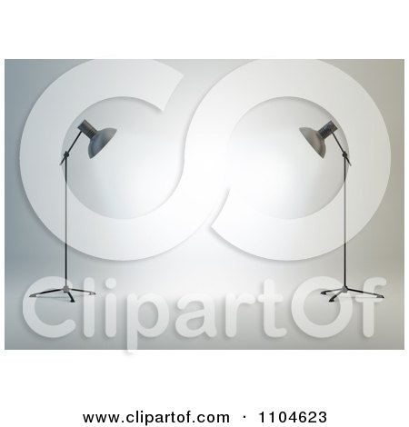 Clipart 3d Photography Studio Lights And White Backdrop - Royalty Free CGI Illustration by Mopic