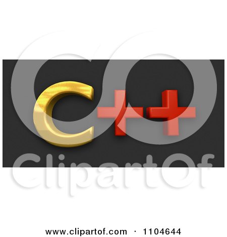 Clipart 3d Gold And Red Cpp Programming Language On Black - Royalty Free CGI Illustration by Leo Blanchette