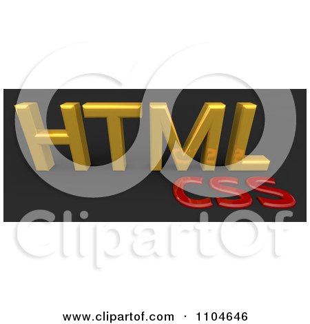 Clipart 3d Gold And Red HTML CSS Style Sheet Language On Black - Royalty Free CGI Illustration by Leo Blanchette