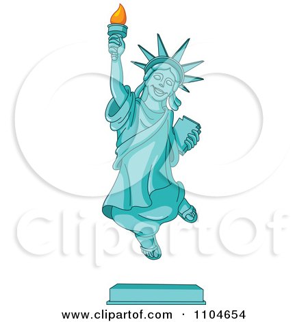 Clipart Happy Statue Of Liberty Jumping - Royalty Free Vector Illustration by yayayoyo