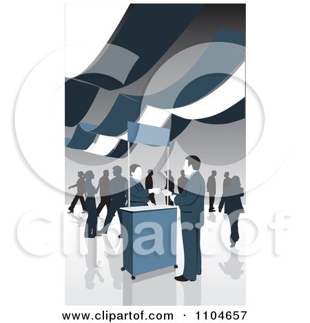 Clipart Man Checking In At A Ticket Booth At A Business Venue - Royalty Free Vector Illustration by David Rey