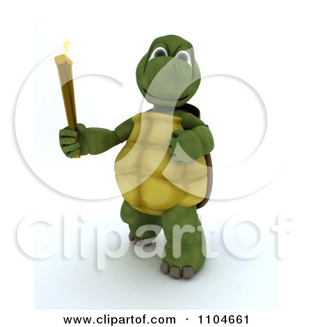 Clipart 3d Tortoise Running With The Olympic Torch - Royalty Free CGI Illustration by KJ Pargeter
