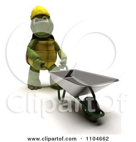 Clipart 3d Constructon Worker Tortoise Pushing A Wheel Barrow - Royalty Free CGI Illustration by KJ Pargeter