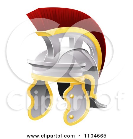 Clipart Red Crested Galea Style Helmet - Royalty Free Vector Illustration by AtStockIllustration