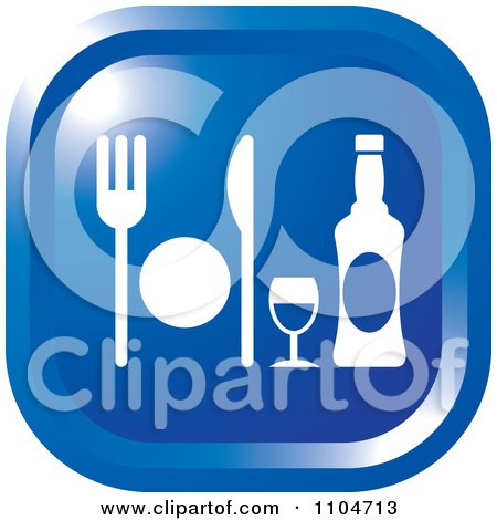 Clipart Blue Dining Icon - Royalty Free Vector Illustration by Lal Perera