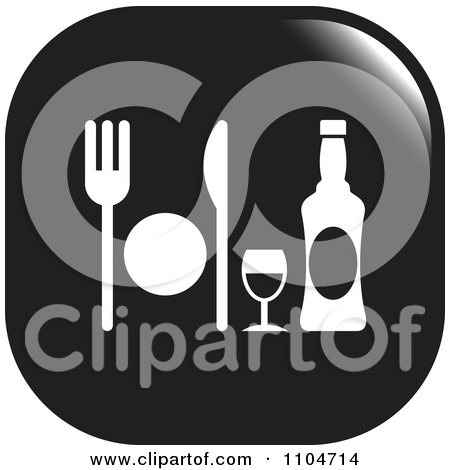 Clipart Black And White Dining Icon - Royalty Free Vector Illustration by Lal Perera
