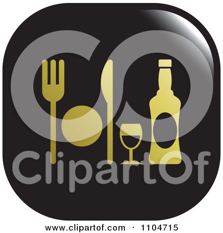 Clipart Black And Gold Dining Icon - Royalty Free Vector Illustration by Lal Perera