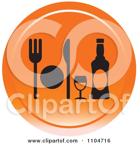 Clipart Orange Dining Icon - Royalty Free Vector Illustration by Lal Perera