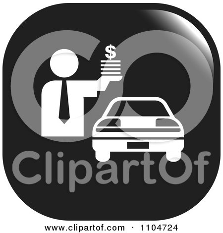 Clipart Black And White Car Sales Icon - Royalty Free Vector Illustration by Lal Perera