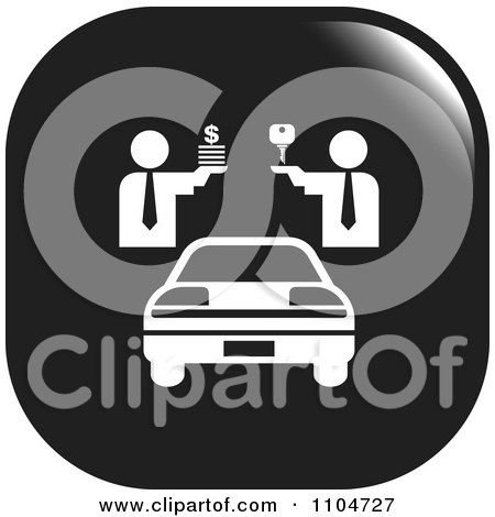 Clipart Black And White Car Sales Men Icon - Royalty Free Vector Illustration by Lal Perera