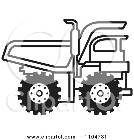 Clipart Black And White Dump Truck 1 - Royalty Free Vector Illustration by Lal Perera
