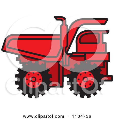 Clipart Red Dump Truck 1 - Royalty Free Vector Illustration by Lal Perera