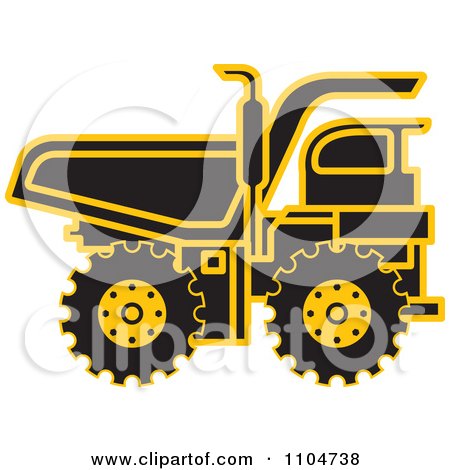 Clipart Black And Yellow Dump Truck - Royalty Free Vector Illustration by Lal Perera