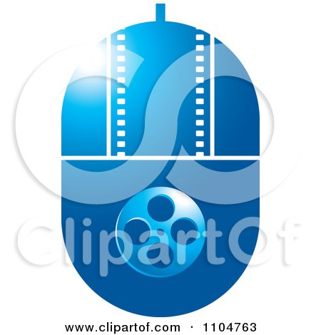 Clipart Blue Computer Mouse With A Film Strip And Reel - Royalty Free Vector Illustration by Lal Perera