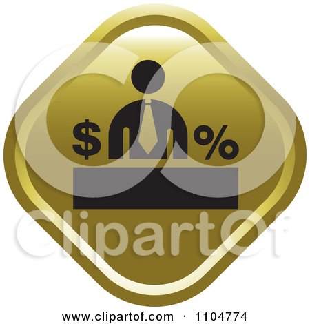 Clipart Gold Financial Businessman Diamond Icon - Royalty Free Vector Illustration by Lal Perera