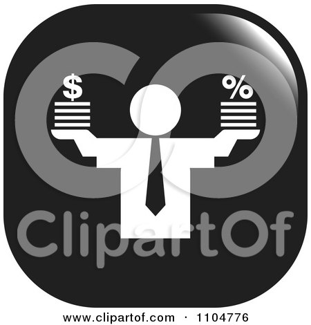 Clipart Black And White Business Man Finance Icon - Royalty Free Vector Illustration by Lal Perera