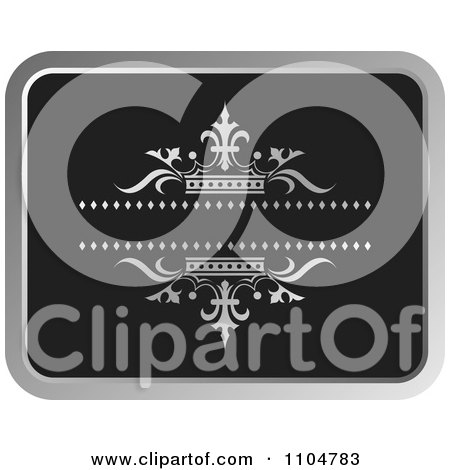Clipart Ornate Black And Silver Crown Wedding Frame - Royalty Free Vector Illustration by Lal Perera
