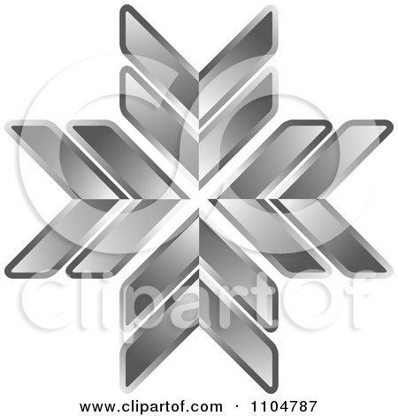 Clipart Chrome Snowflake Or Arrow Star Icon - Royalty Free Vector Illustration by Lal Perera