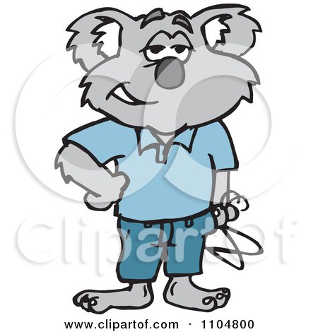 Clipart Happy Koala  Standing With Hangers - Royalty Free Vector Illustration by Dennis Holmes Designs