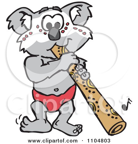 Clipart Australian Koala Playing A Didgeridoo - Royalty Free Vector Illustration by Dennis Holmes Designs