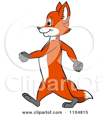 Clipart Happy Fox In Profile Walking Upright - Royalty Free Vector Illustration by Cartoon Solutions
