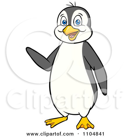 Clipart Happy Penguin Waving - Royalty Free Vector Illustration by Cartoon Solutions