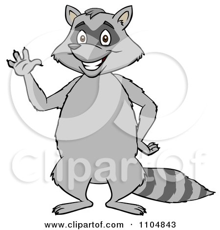 Clipart Happy Raccoon Waving And Standing Upright - Royalty Free Vector Illustration by Cartoon Solutions