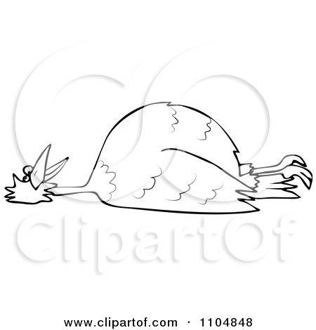 Clipart Outlined Dead Bird On Its Back - Royalty Free Vector Illustration by djart