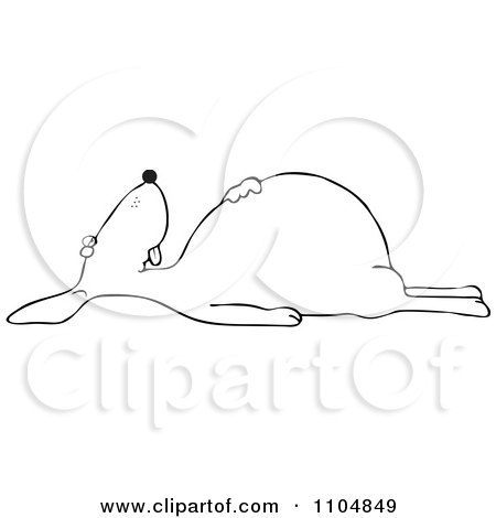 Clipart Outlined Dead Dog On Its Back - Royalty Free Vector Illustration by djart