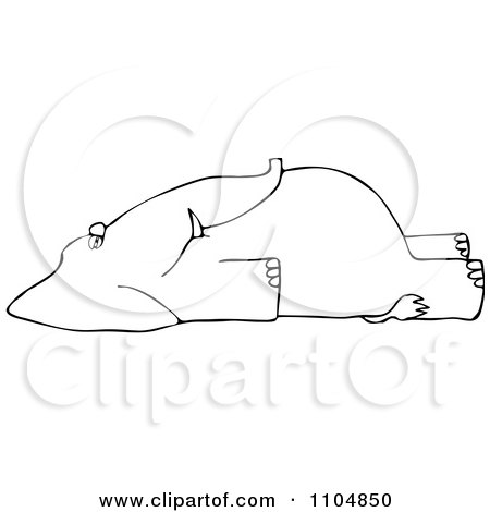 Clipart Outlined Dead Elephant On Its Back - Royalty Free Vector Illustration by djart