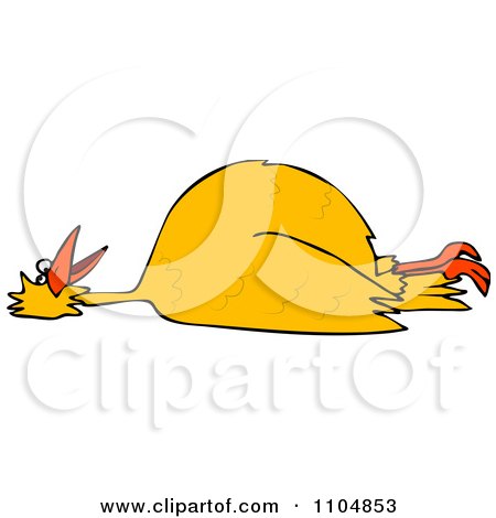 Clipart Dead Yellow Bird On Its Back - Royalty Free Vector Illustration by djart