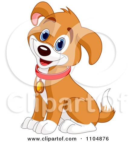 Clipart Happy Cute Beagle Puppy Dog Sitting And Wearing A Collar - Royalty Free Vector Illustration by Pushkin