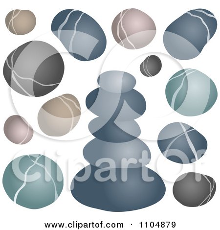 Clipart Gray Green And Brown Pebbles Rocks And Stones - Royalty Free Vector Illustration by visekart
