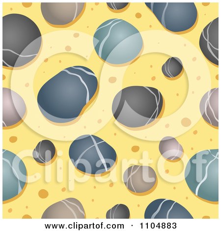 Clipart Seamless Background Of Pebbles On Yellow - Royalty Free Vector Illustration by visekart