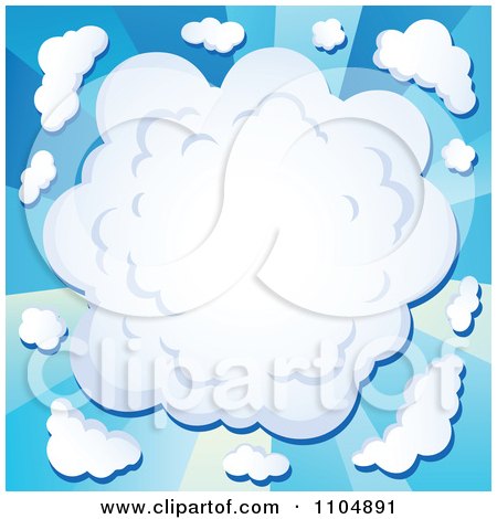 Clipart Comic Cloud Burst On Blue Rays - Royalty Free Vector Illustration by visekart