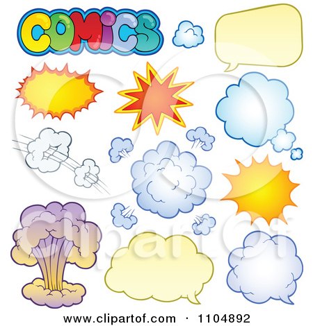 Clipart Comic Bursts  Clouds And Chat Balloons - Royalty Free Vector Illustration by visekart