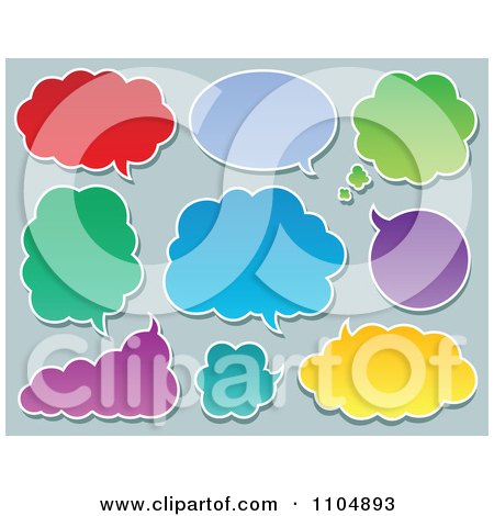 Clipart Colorful Cloud Chat Balloons On Gray - Royalty Free Vector Illustration by visekart