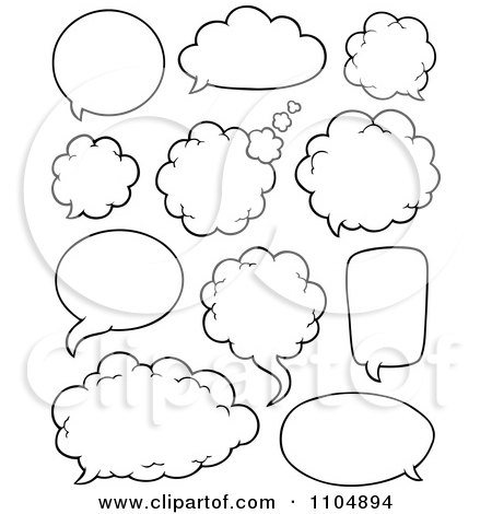 Clipart Outlined Cloud Chat Balloons - Royalty Free Vector Illustration by visekart