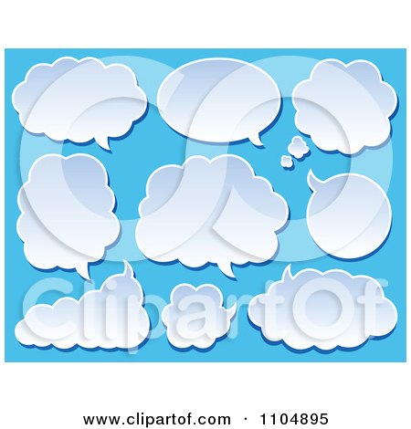 Clipart Cloud Chat Balloons On Blue - Royalty Free Vector Illustration by visekart