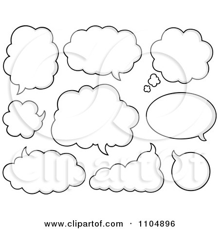 Clipart White Cloud Chat Balloons - Royalty Free Vector Illustration by visekart