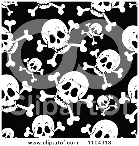 Clipart Seamless Pirate Skull And Cross Bones Background Pattern - Royalty Free Vector Illustration by visekart