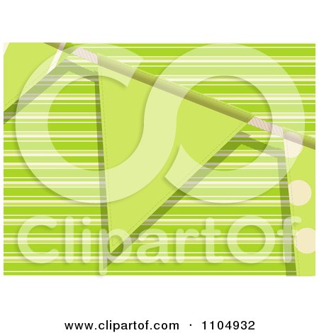 Clipart Green Bunting Flags On A String Over Stripes - Royalty Free Vector Illustration by elaineitalia