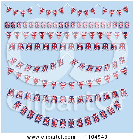 Clipart Union Jack Flag Bunting Banners On Blue - Royalty Free Vector Illustration by KJ Pargeter