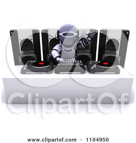 Clipart 3d Dj Robot Mixing Records - Royalty Free CGI Illustration by KJ Pargeter