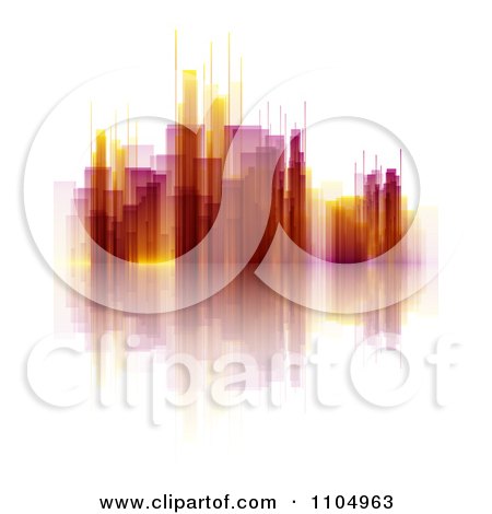 Clipart Yellow And Red Skyscrapers And Reflections On White - Royalty Free Vector Illustration by KJ Pargeter